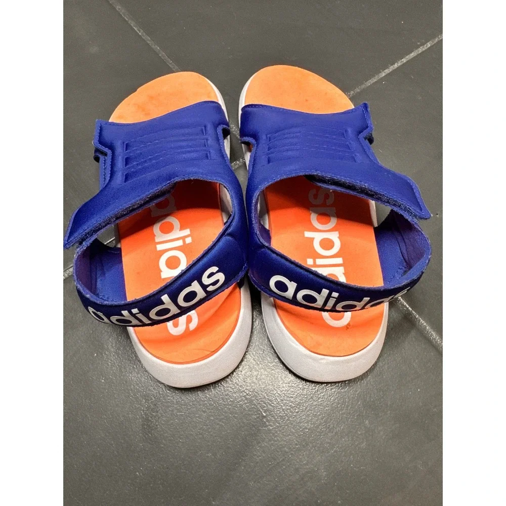 Adidas Adilette Play Kids Sandals Blue Orange EG2133 Size 2 US